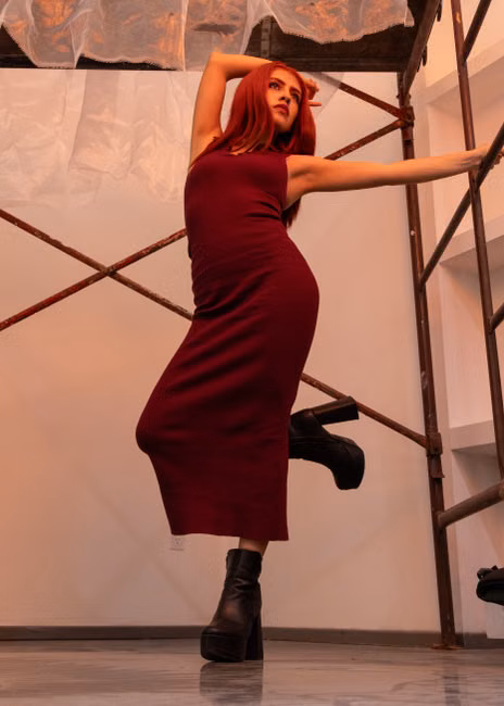 Vestido Midi Canelado